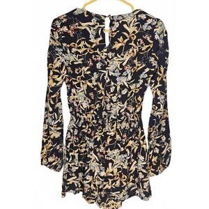 Jessica Simpson Dark Blue Floral Print Long Sleeve Romper Size XS
